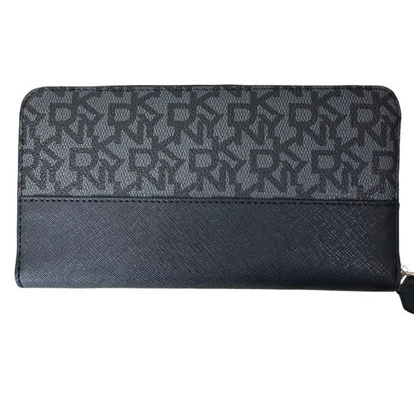 DNKY Vela Large Zip Around Logo Wallet, Black - Picture 4 of 10